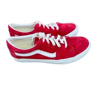 Vans Off the Wall OldSkool Red White Suede Low Top Sneaker Skateboard Men 10